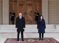 Gürcüstanın Prezidenti Salome Zurabişvilinin rəsmi qarşılanma mərasimi olub (FOTO)