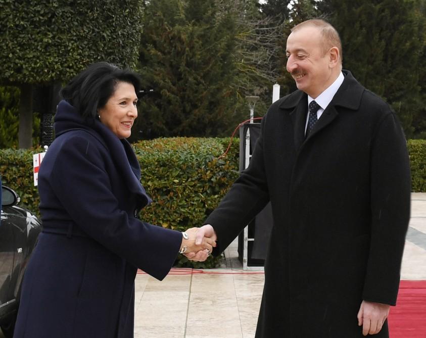 Gürcüstanın Prezidenti Salome Zurabişvilinin rəsmi qarşılanma mərasimi olub (FOTO)