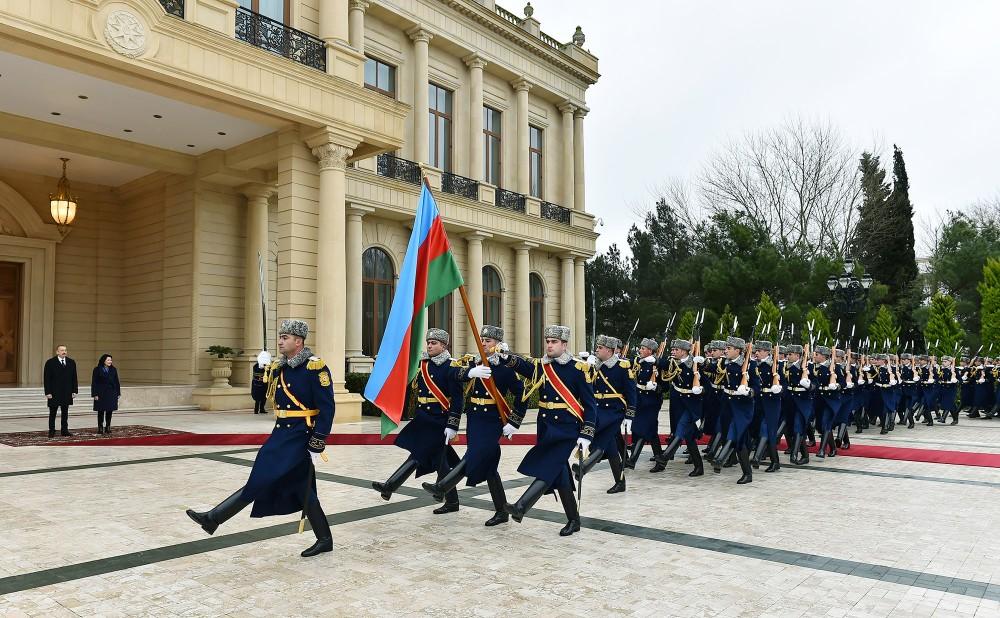Gürcüstanın Prezidenti Salome Zurabişvilinin rəsmi qarşılanma mərasimi olub (FOTO)