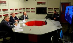 Trend İnformasiya Agentliyində "Azərbaycan və Rusiyanın iqtisadi və investisiya əməkdaşlığı: yeni artım nöqtələri” mövzusunda Moskva-Bakı videokörpüsü keçirilib (FOTO)