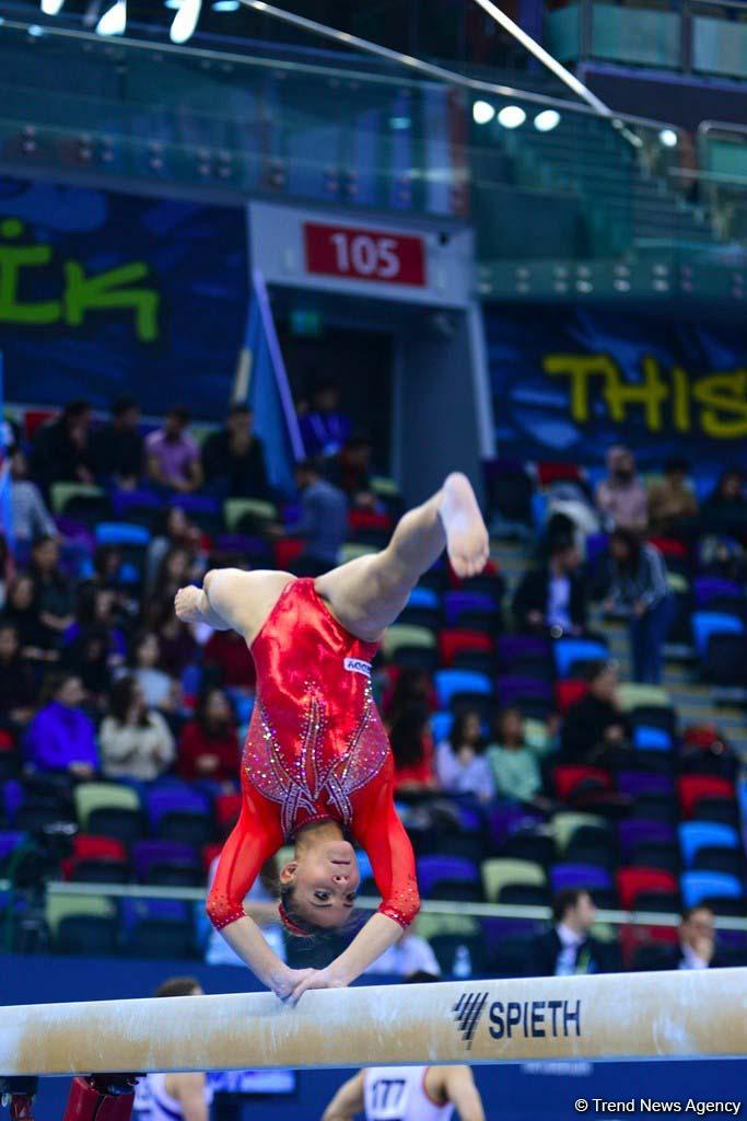 Milli Gimnastika Arenasında idman gimnastikası üzrə Dünya Kuboku çərçivəsində yarışlar davam edir (FOTO)