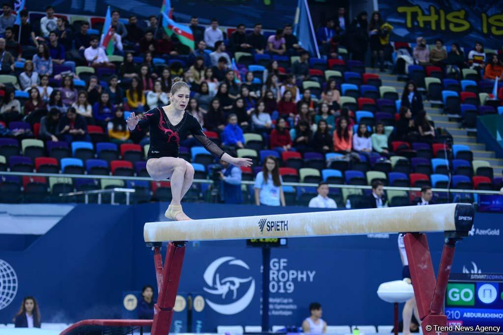 Milli Gimnastika Arenasında idman gimnastikası üzrə Dünya Kuboku çərçivəsində yarışlar davam edir (FOTO)