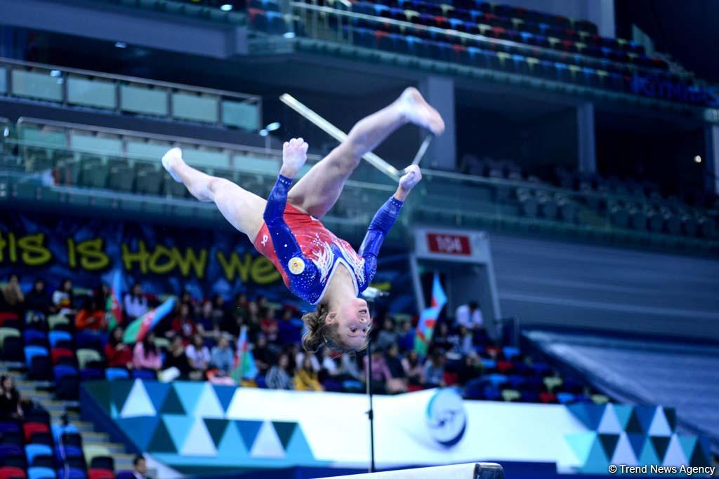 Milli Gimnastika Arenasında idman gimnastikası üzrə Dünya Kuboku çərçivəsində yarışlar davam edir (FOTO)