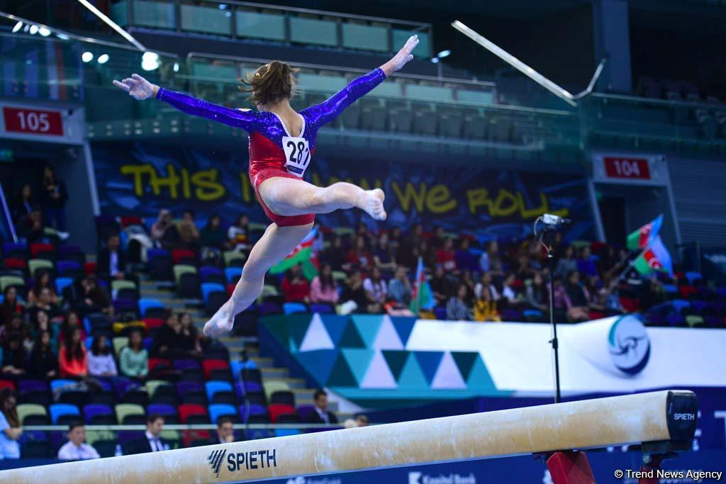 Milli Gimnastika Arenasında idman gimnastikası üzrə Dünya Kuboku çərçivəsində yarışlar davam edir (FOTO)