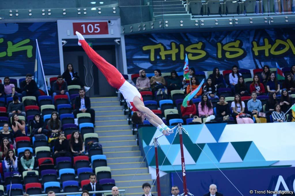Milli Gimnastika Arenasında idman gimnastikası üzrə Dünya Kuboku çərçivəsində yarışlar davam edir (FOTO)