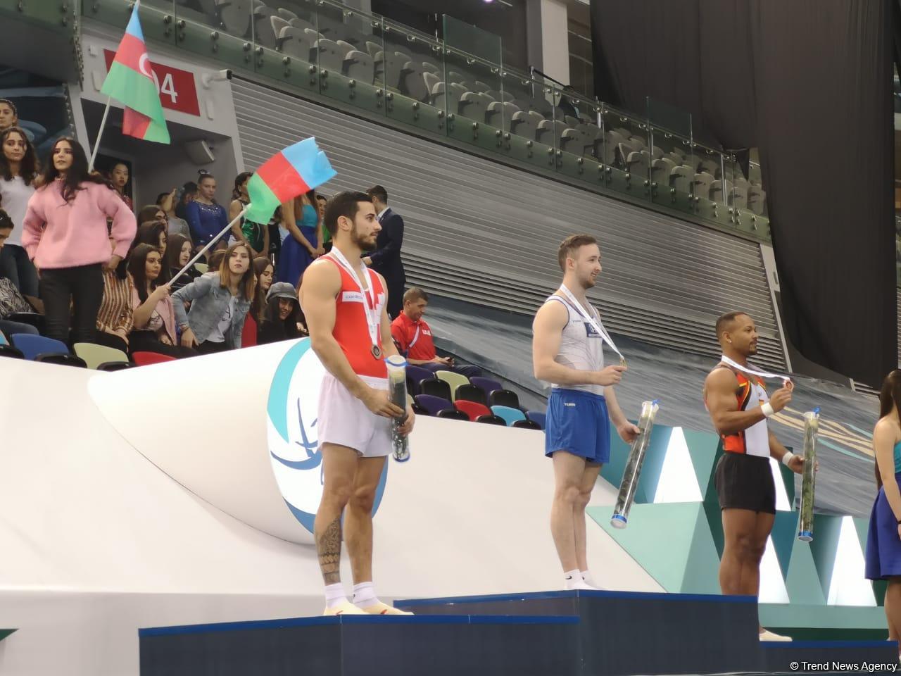 Bakıda Dünya Kubokunda sərbəst hərəkətlərin yekunu üzrə qalib gimnastlar müəyyənləşib (FOTO/VİDEO)