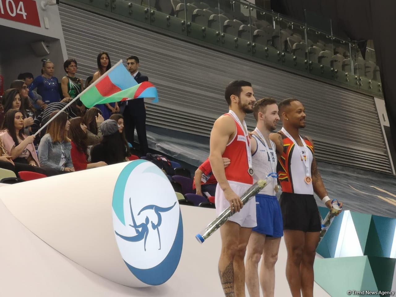 Bakıda Dünya Kubokunda sərbəst hərəkətlərin yekunu üzrə qalib gimnastlar müəyyənləşib (FOTO/VİDEO)