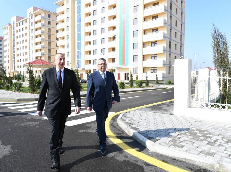 Prezident İlham Əliyev Kürdəxanıda məcburi köçkün ailələri üçün yeni yaşayış kompleksinin açılışında iştirak edib (FOTO) (YENİLƏNİB 3)