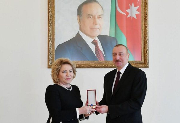 Valentina Matviyenko Azərbaycanın “Dostluq” ordeni ilə təltif edilib