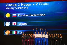 Bakıda bədii gimnastika üzrə 37-ci Dünya Çempionatının qrup hərəkətlərində qalibləri və mükafatçıları mükafatlandırılıb (FOTO)