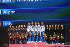 Bakıda bədii gimnastika üzrə 37-ci Dünya Çempionatının qrup hərəkətlərində qalibləri və mükafatçıları mükafatlandırılıb (FOTO)