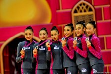 Bakıda bədii gimnastika üzrə 37-ci Dünya Çempionatının qrup hərəkətlərində qalibləri və mükafatçıları mükafatlandırılıb (FOTO)