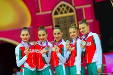 Bakıda bədii gimnastika üzrə 37-ci Dünya Çempionatının qrup hərəkətlərində qalibləri və mükafatçıları mükafatlandırılıb (FOTO)