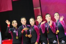 Bakıda bədii gimnastika üzrə 37-ci Dünya Çempionatının qrup hərəkətlərində qalibləri və mükafatçıları mükafatlandırılıb (FOTO)