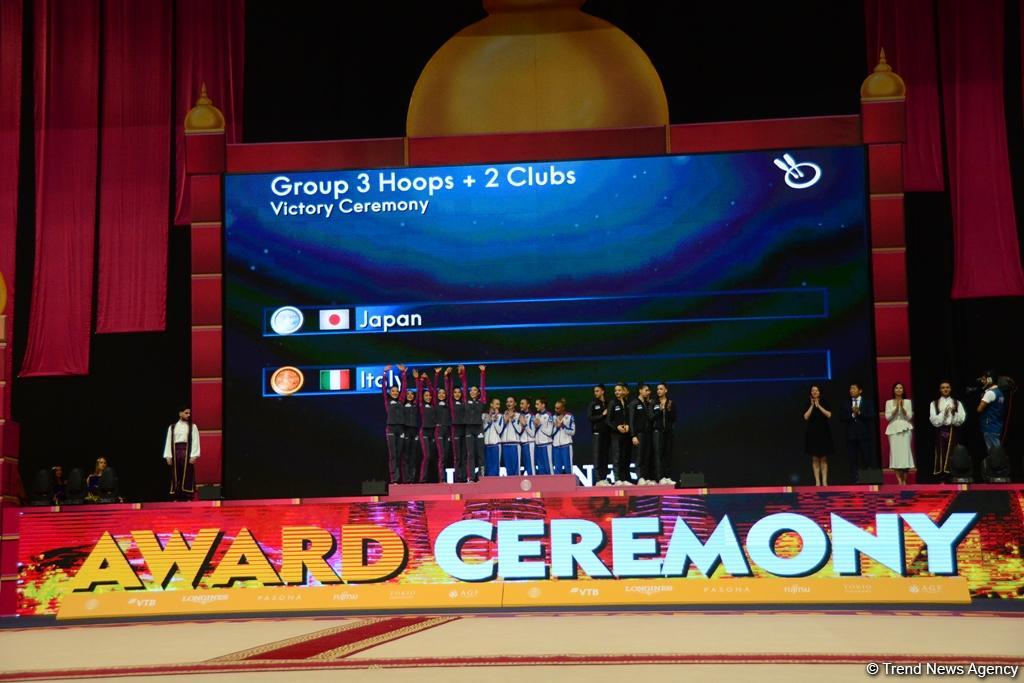 Bakıda bədii gimnastika üzrə 37-ci Dünya Çempionatının qrup hərəkətlərində qalibləri və mükafatçıları mükafatlandırılıb (FOTO)