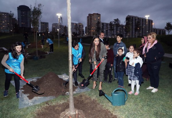 Heydər Əliyev Fondunun vitse-prezidenti Leyla Əliyeva Füzuli küçəsi boyunca salınan Mərkəzi Parkda olub (FOTO)