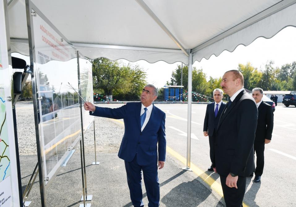 Prezident İlham Əliyev Ağdaşda yenidən qurulan avtomobil yolunun açılışında iştirak edib (FOTO) (YENİLƏNİB)