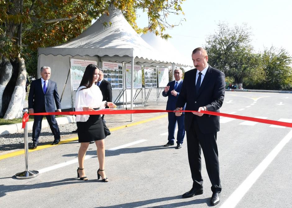 Prezident İlham Əliyev Ağdaşda yenidən qurulan avtomobil yolunun açılışında iştirak edib (FOTO) (YENİLƏNİB)