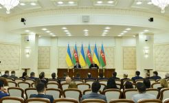 Azərbaycan və Ukrayna prezidentləri mətbuata bəyanatlarla çıxış ediblər (FOTO) (YENİLƏNİB)
