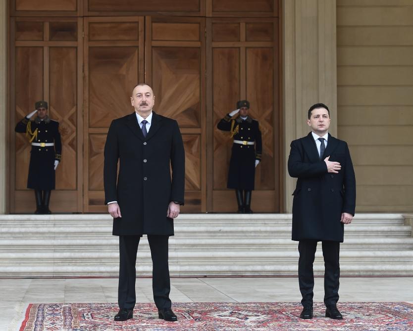 Ukrayna Prezidenti Vladimir Zelenskinin rəsmi qarşılanma mərasimi olub (FOTO)