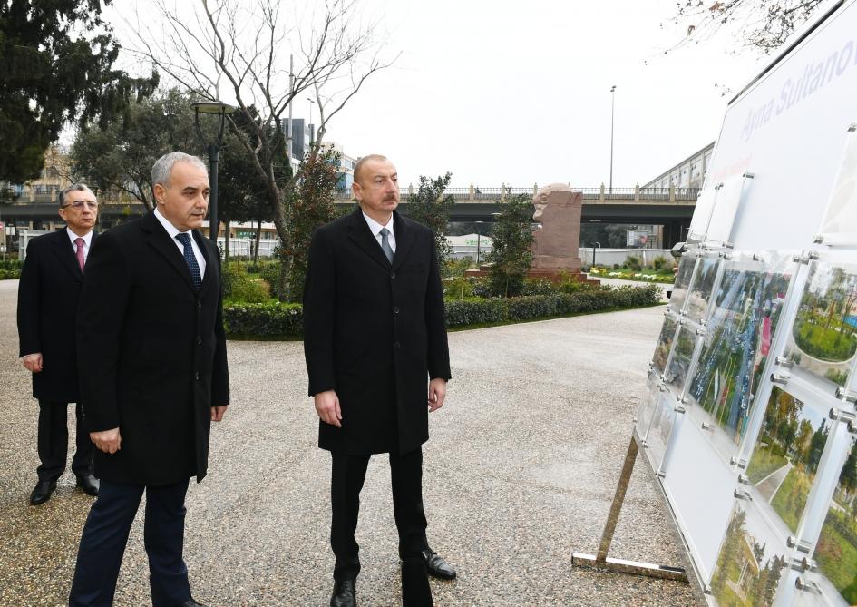 Prezident İlham Əliyev Bakının daha bir parkında aparılan yenidənqurma işləri ilə tanış olub (FOTO) (YENİLƏNİB)