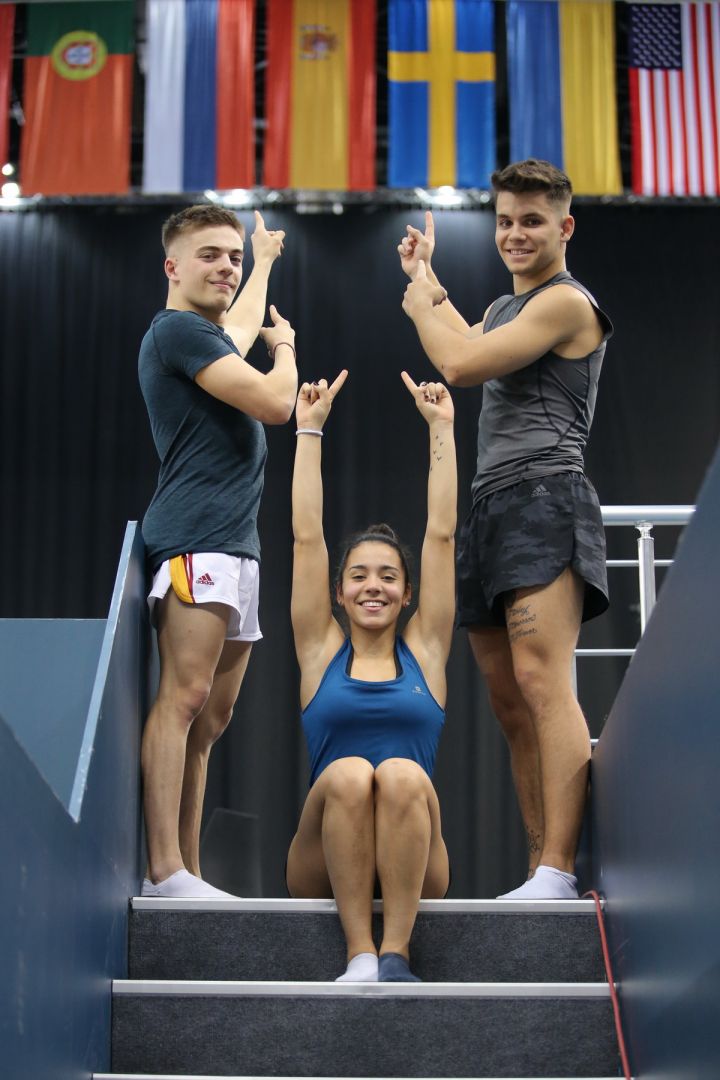 Milli Gimnastika Arenasında batut gimnastikası və tamblinq üzrə Dünya Kubokunun iştirakçılarının podium məşqləri keçirilir (FOTO)