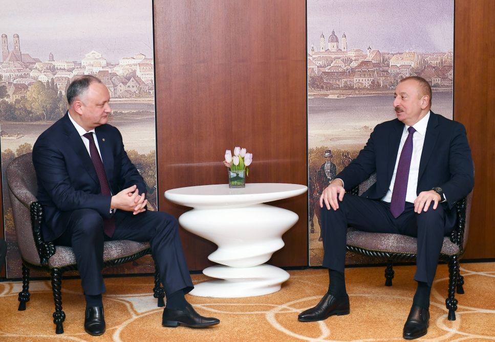 Azərbaycan Prezidenti İlham Əliyev Münxendə Moldova Prezidenti İqor Dodon ilə görüşüb (FOTO) (YENİLƏNİB)