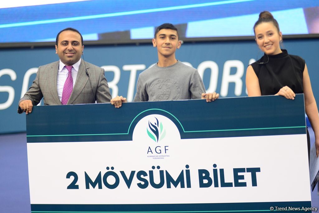 Dünya Kuboku çərçivəsində batut gimnastikası üzrə sinxron cütlüklər yarışında qaliblər mükafatlandırılıb (FOTO)