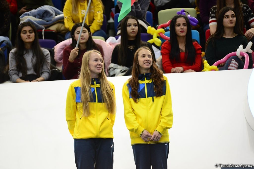 Dünya Kuboku çərçivəsində batut gimnastikası üzrə sinxron cütlüklər yarışında qaliblər mükafatlandırılıb (FOTO)