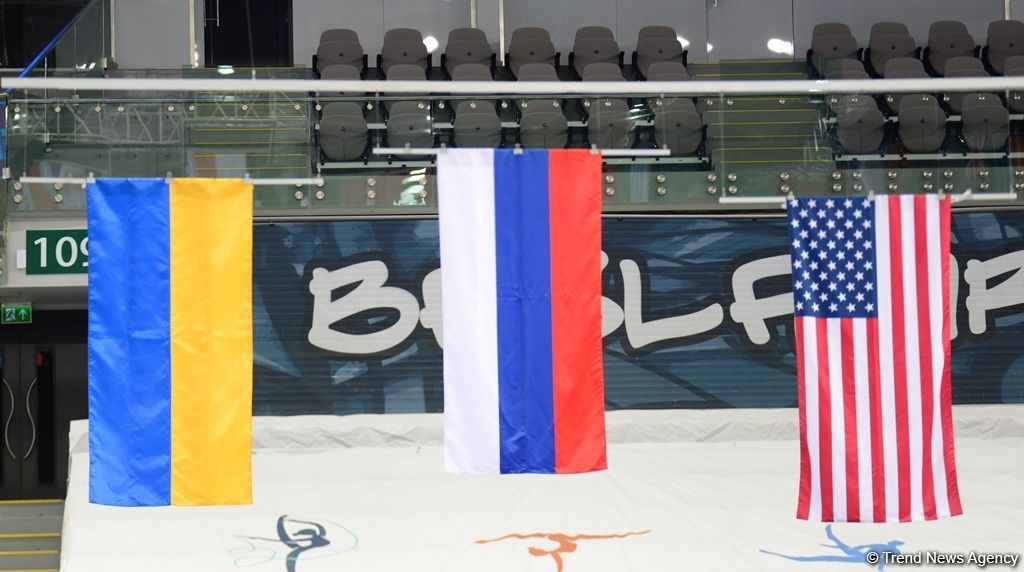 Dünya Kuboku çərçivəsində batut gimnastikası üzrə sinxron cütlüklər yarışında qaliblər mükafatlandırılıb (FOTO)