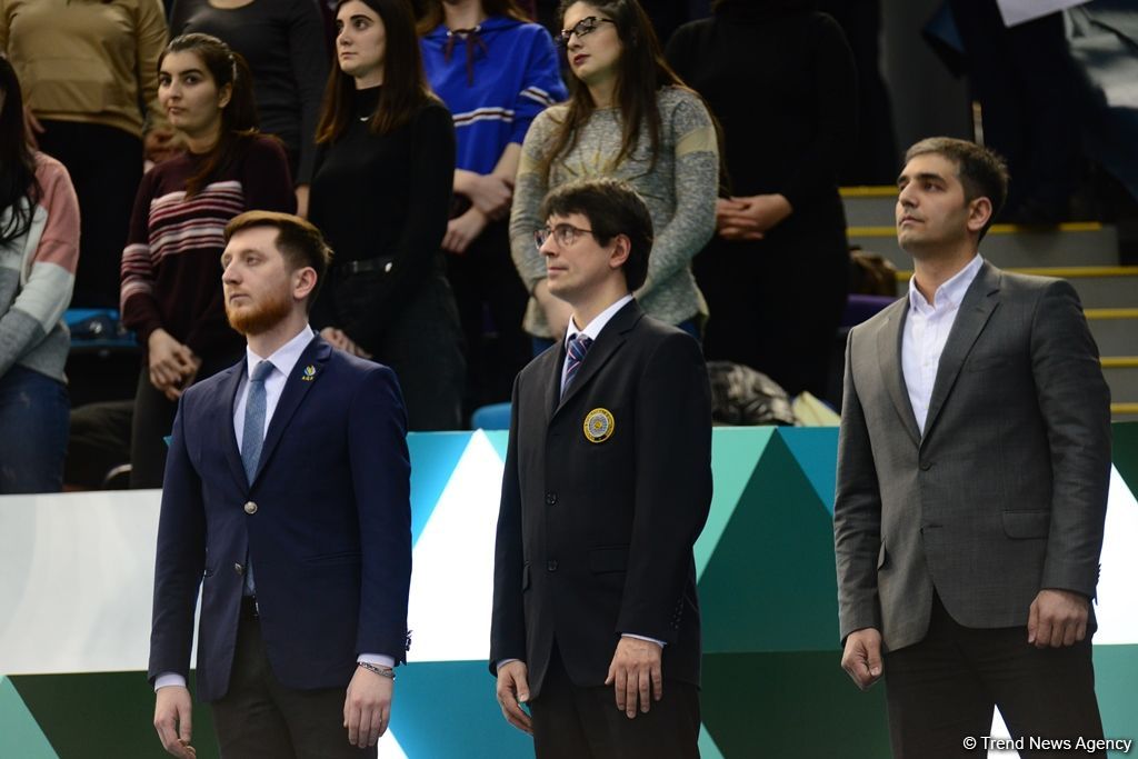 Dünya Kuboku çərçivəsində batut gimnastikası üzrə sinxron cütlüklər yarışında qaliblər mükafatlandırılıb (FOTO)