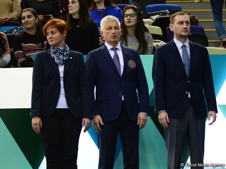 Dünya Kuboku çərçivəsində batut gimnastikası üzrə sinxron cütlüklər yarışında qaliblər mükafatlandırılıb (FOTO)
