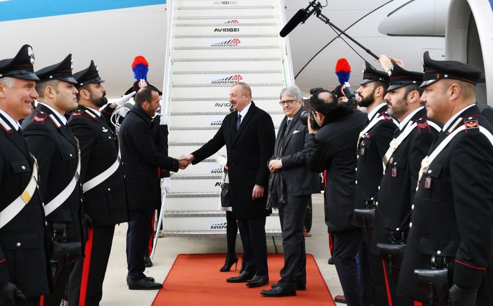 Azərbaycan Prezidenti İlham Əliyev İtaliyaya dövlət səfərinə gəlib (FOTO)
