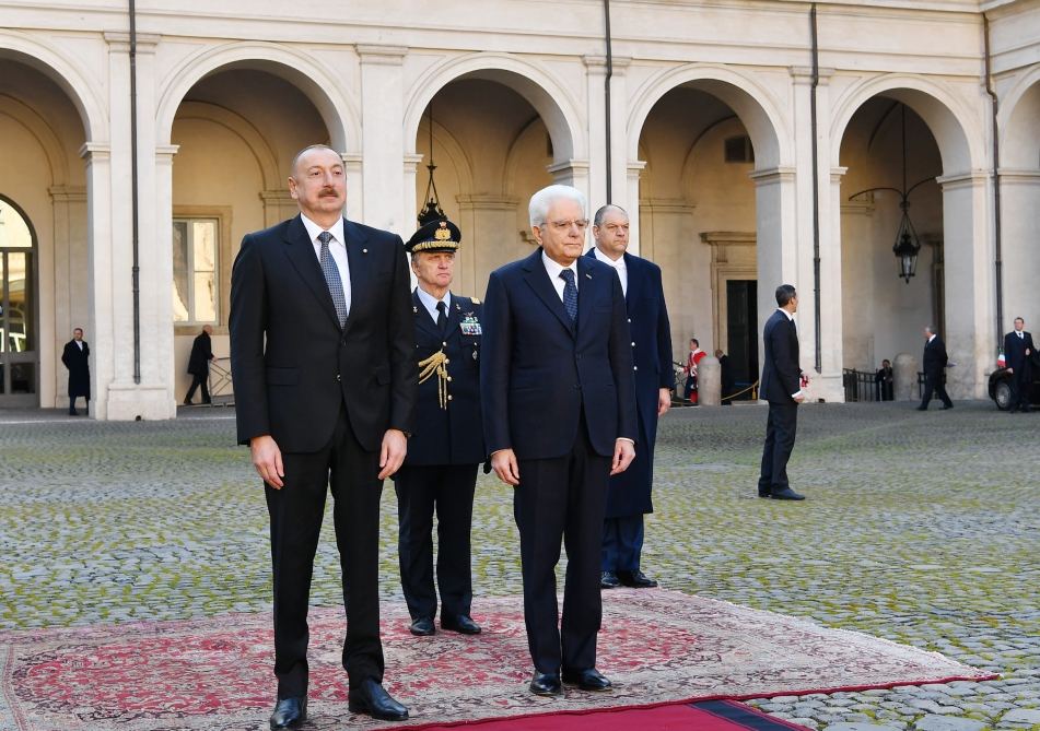 Prezident İlham Əliyevin Romada rəsmi qarşılanma mərasimi olub (FOTO/VİDEO)