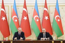 Azərbaycan və Türkiyə prezidentləri mətbuata bəyanatlarla çıxış ediblər (FOTO) (YENİLƏNİB)