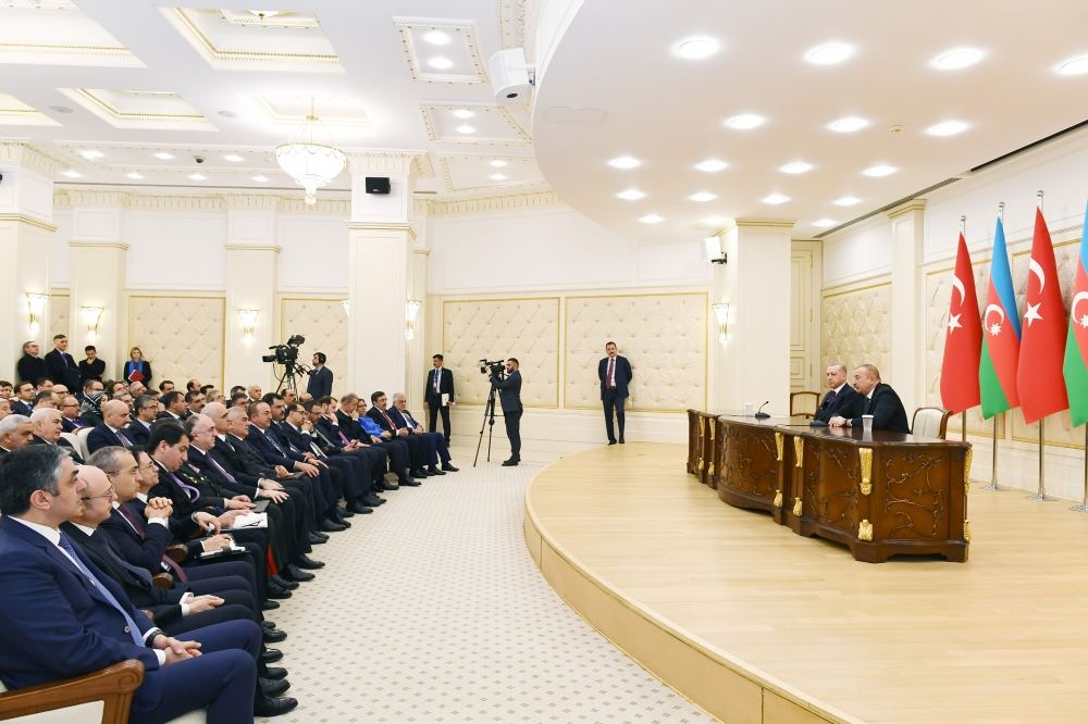 Azərbaycan və Türkiyə prezidentləri mətbuata bəyanatlarla çıxış ediblər (FOTO) (YENİLƏNİB)