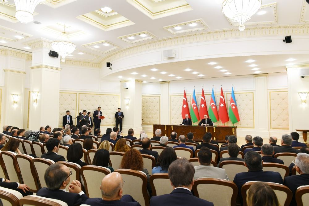 Azərbaycan və Türkiyə prezidentləri mətbuata bəyanatlarla çıxış ediblər (FOTO) (YENİLƏNİB)