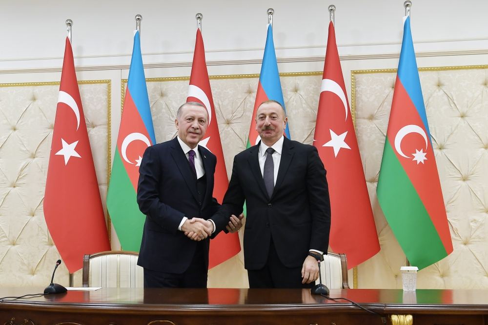 Azərbaycan və Türkiyə prezidentləri mətbuata bəyanatlarla çıxış ediblər (FOTO) (YENİLƏNİB)