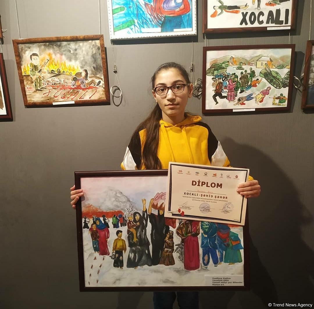 “Xocalı - şəhid şəhər” adlı respublika uşaq rəsm müsabiqəsinin yekun sərgisi keçirilib (FOTO)
