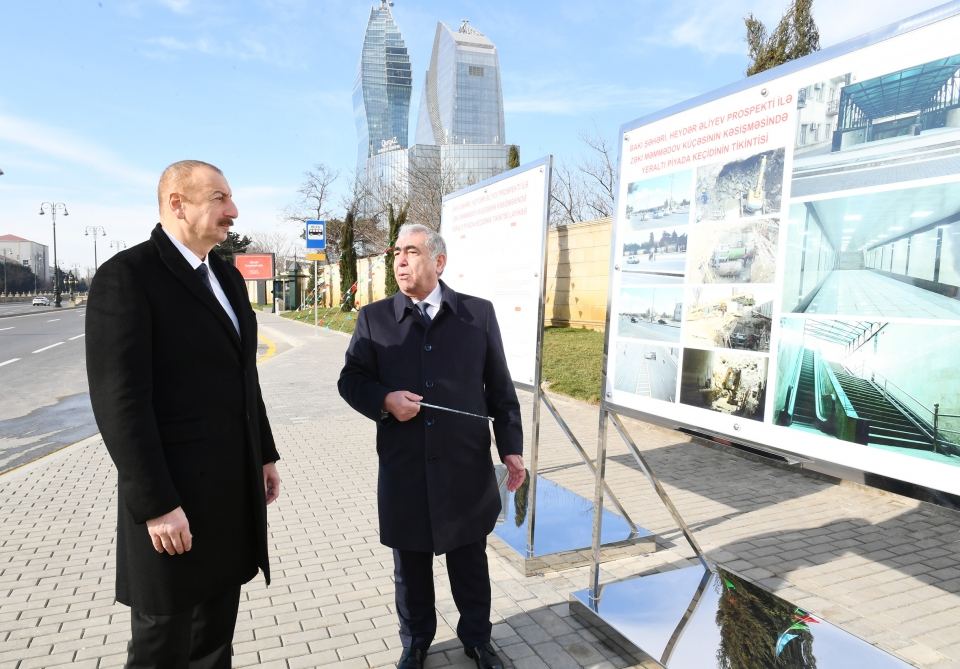 Prezident İlham Əliyev Heydər Əliyev prospekti ilə Zəki Məmmədov küçəsinin kəsişməsindəki yeraltı piyada keçidinin açılışında iştirak edib (FOTO) (YENİLƏNİB)