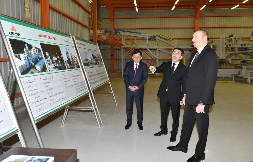 Prezident İlham Əliyev Qazaxda əhəng zavodunun açılışında iştirak edib (FOTO/VİDEO) (YENİLƏNİB)