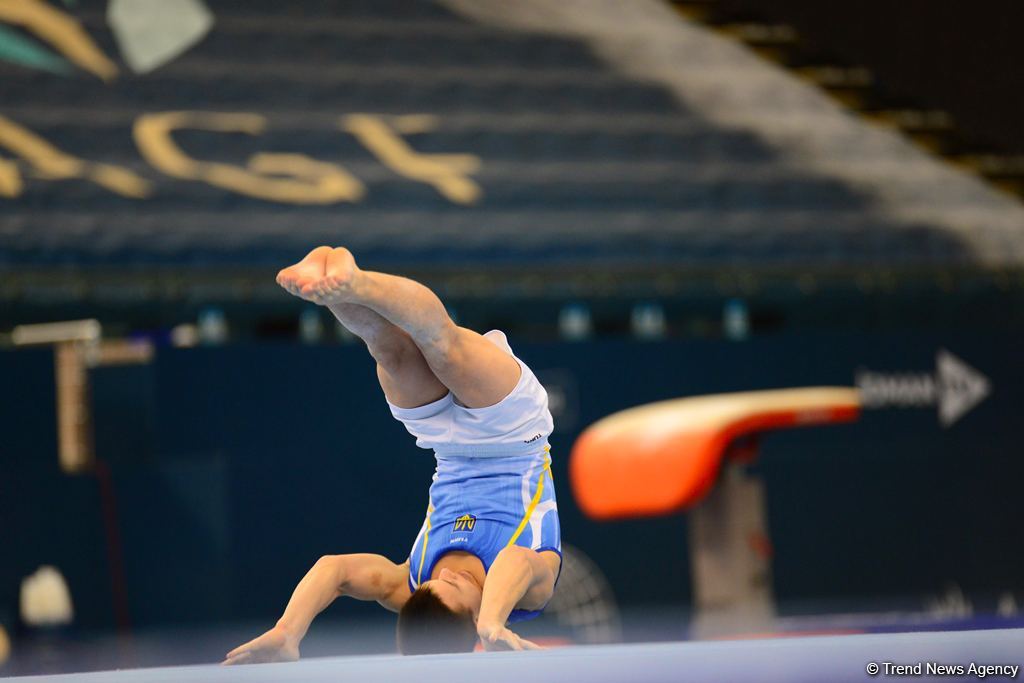 Bakıda kişi idman gimnastikası üzrə birinci "AGF Junior Trophy" beynəlxalq turnirinin final yarışları start götürüb (FOTO)