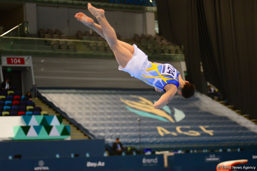 Bakıda kişi idman gimnastikası üzrə birinci "AGF Junior Trophy" beynəlxalq turnirinin final yarışları start götürüb (FOTO)