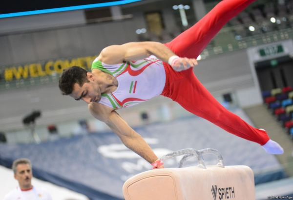 Milli Gimnastika Arenasında idman gimnastikası üzrə FIG Dünya kubokunun iştirakçılarının podium məşqləri keçirilir (FOTOREPORTAJ)