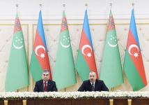 Azərbaycan və Türkmənistan prezidentləri mətbuata bəyanatlarla çıxış ediblər (FOTO) (YENİLƏNİB)