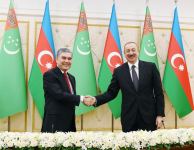 Azərbaycan və Türkmənistan prezidentləri mətbuata bəyanatlarla çıxış ediblər (FOTO) (YENİLƏNİB)