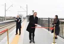 Prezident İlham Əliyev Abşeron dairəvi dəmir yolunun Pirşağı-Görədil-Novxanı-Sumqayıt hissəsinin yenidənqurmadan sonra açılışında iştirak edib (FOTO/VİDEO) (YENİLƏNİB)