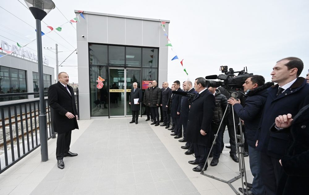 Prezident İlham Əliyev Abşeron dairəvi dəmir yolunun Pirşağı-Görədil-Novxanı-Sumqayıt hissəsinin yenidənqurmadan sonra açılışında iştirak edib (FOTO/VİDEO) (YENİLƏNİB)