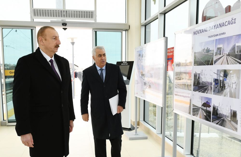 Prezident İlham Əliyev Abşeron dairəvi dəmir yolunun Pirşağı-Görədil-Novxanı-Sumqayıt hissəsinin yenidənqurmadan sonra açılışında iştirak edib (FOTO/VİDEO) (YENİLƏNİB)