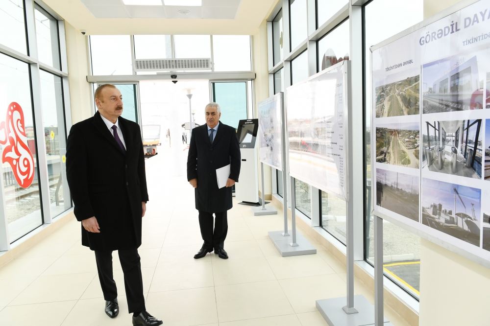 Prezident İlham Əliyev Abşeron dairəvi dəmir yolunun Pirşağı-Görədil-Novxanı-Sumqayıt hissəsinin yenidənqurmadan sonra açılışında iştirak edib (FOTO/VİDEO) (YENİLƏNİB)